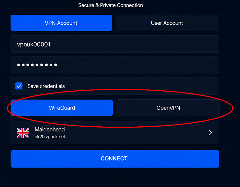 Amazon Fire App - Account type selection