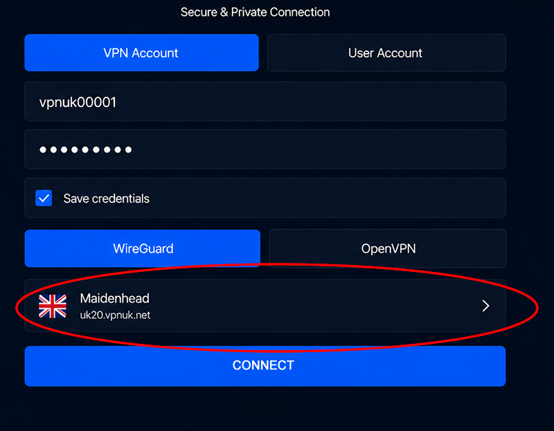 Amazon Fire App - Select server