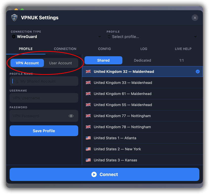 Enable Send all traffic over VPN then click Create