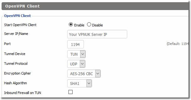 VPNUK DD-WRT setup guide - OpenVPN