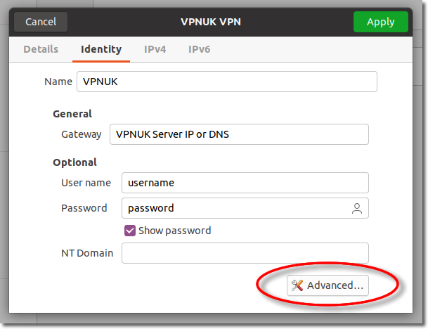 VPNUK Setup Tutorials Ubuntu 20.04 - PPTP VPN